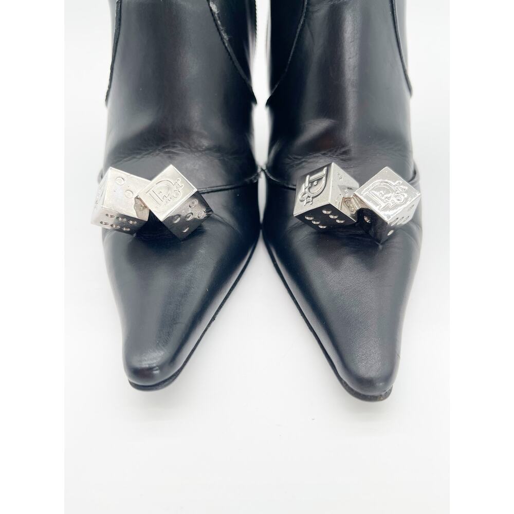 Dior Vintage Galliano Era Black Gambler Dice Pointed Toe Ankle Boots EU 37.5 - Picture 7 of 16